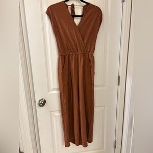 Universal Thread Rust Brown Linen Jumpsuit SMALL